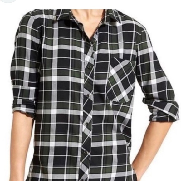 ATHLETA green and white Plaid Shirt small - Picture 1 of 9